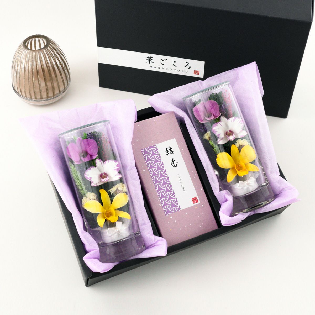 フローラ贈り物BOX29枚セット お供え ギフトBOX 華ごころ（お線香&ミエル[117]2個） 仏壇 お悔やみ