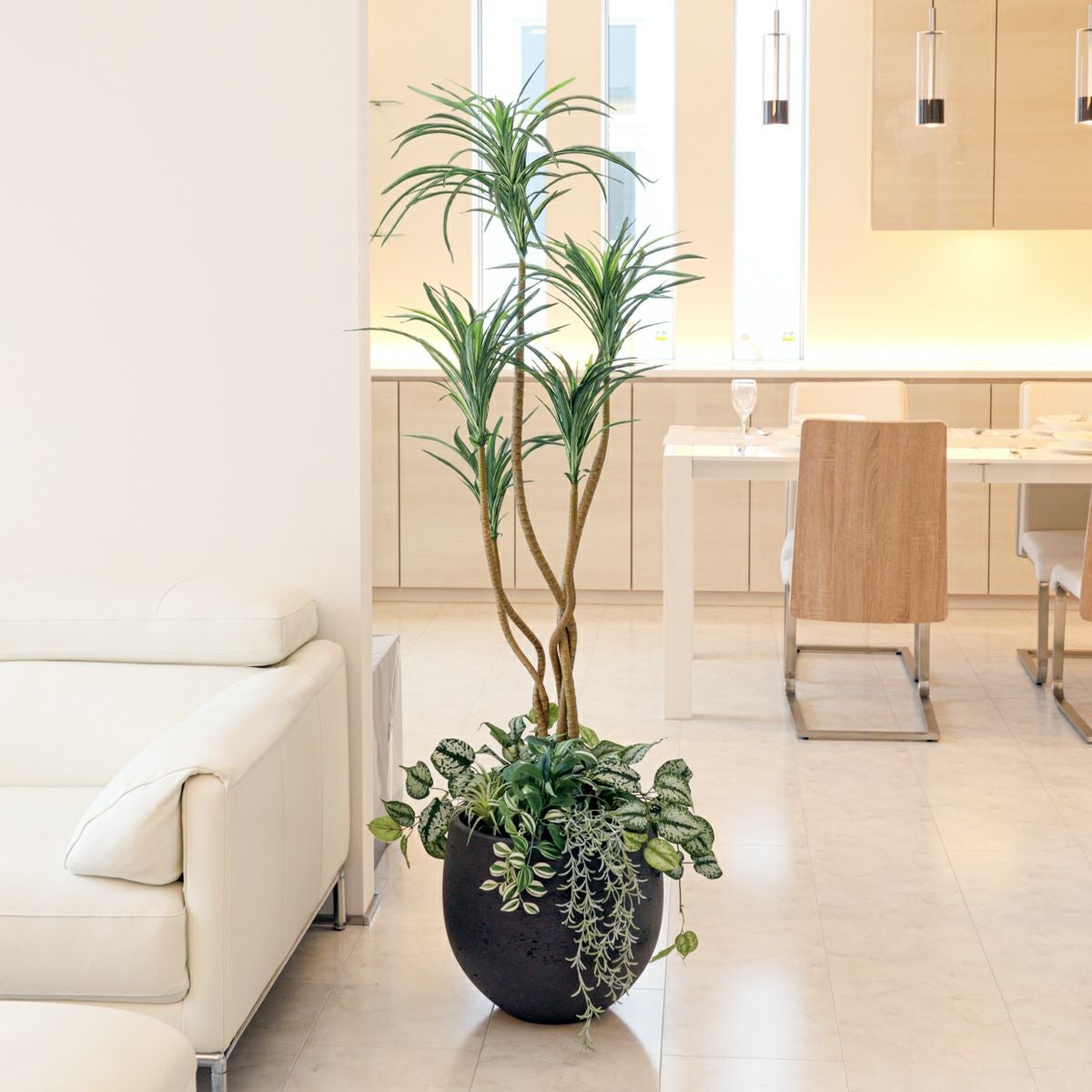 寄せ植え ユッカ フェイクグリーン [P-14F] BA 高さ160cm 観葉植物