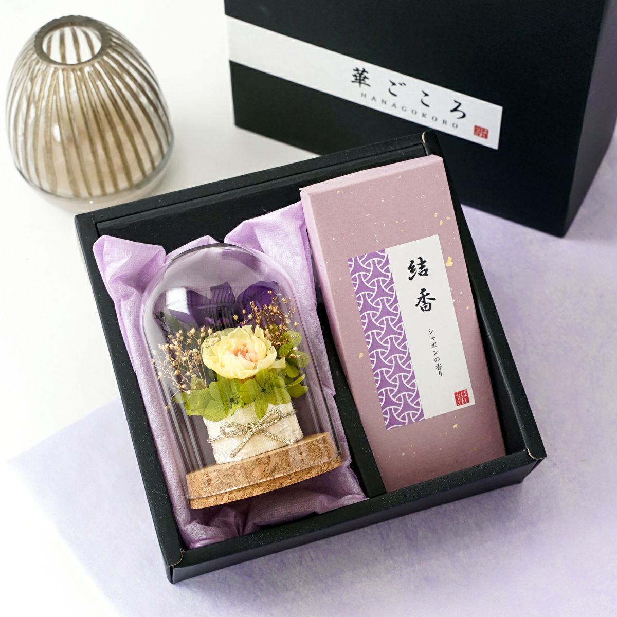 オンライン限定》 お供えギフトBOX 華ごころ（お線香&プリザーブド