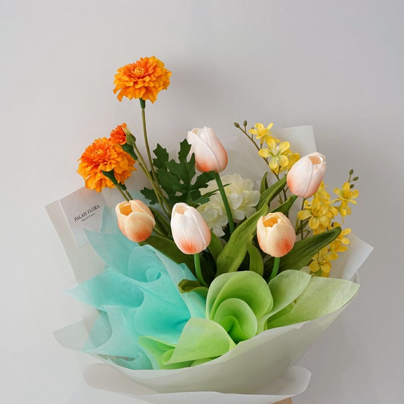 《オンライン限定》 2月のブーケ 笑顔が花ひらくチューリップ [WEB608]
